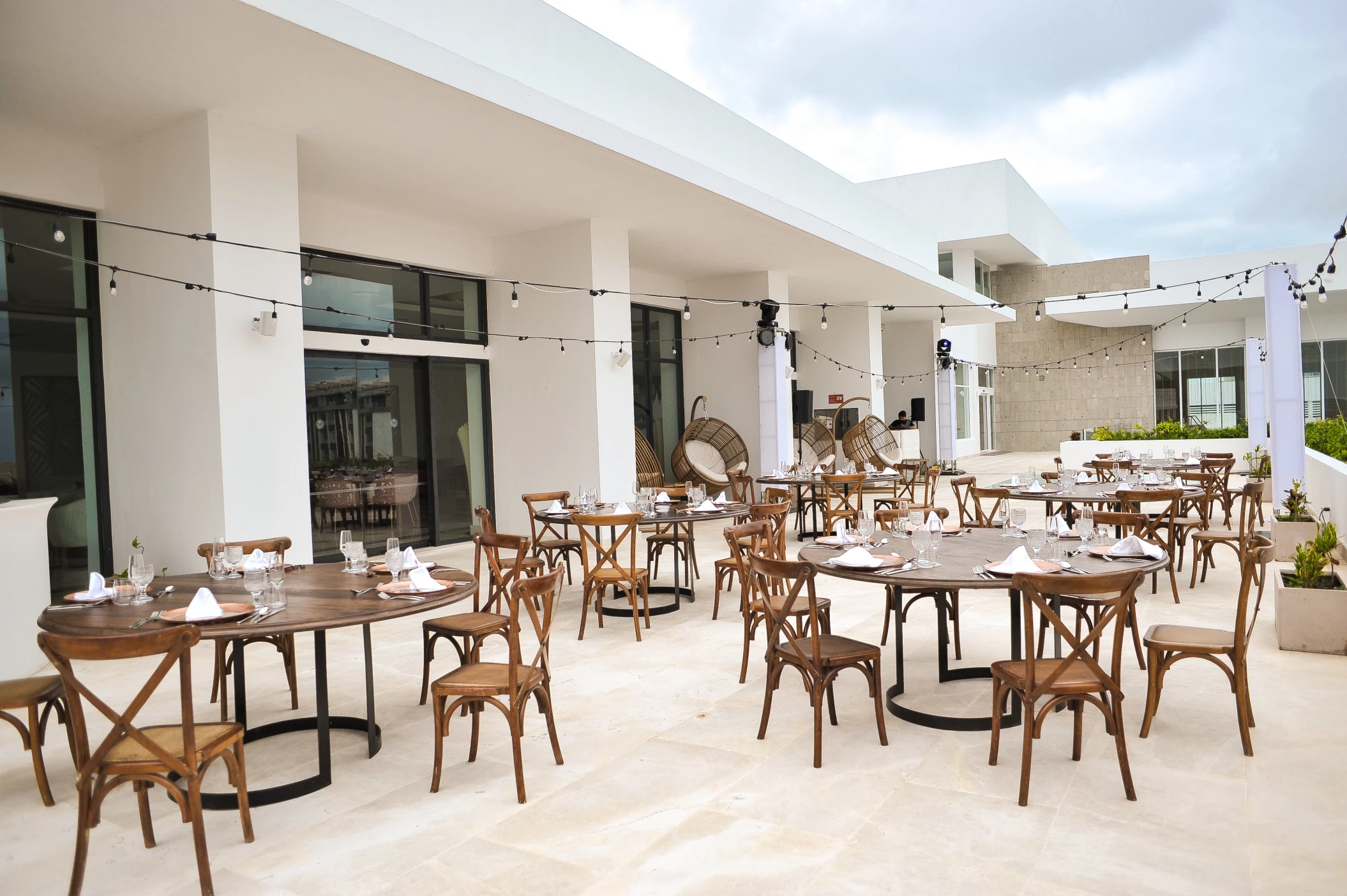 Dinner reception on piano bar terrace at Majestic Elegance Costa Mujeres