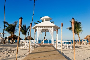 Ceremony decor on the beach gazebo at Majestic Mirage Punta Cana