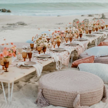 Dinner reception on the beach at Mar del Cabo by Velas Resort