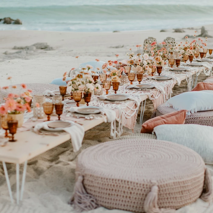 Dinner reception on the beach at Mar del Cabo by Velas Resort