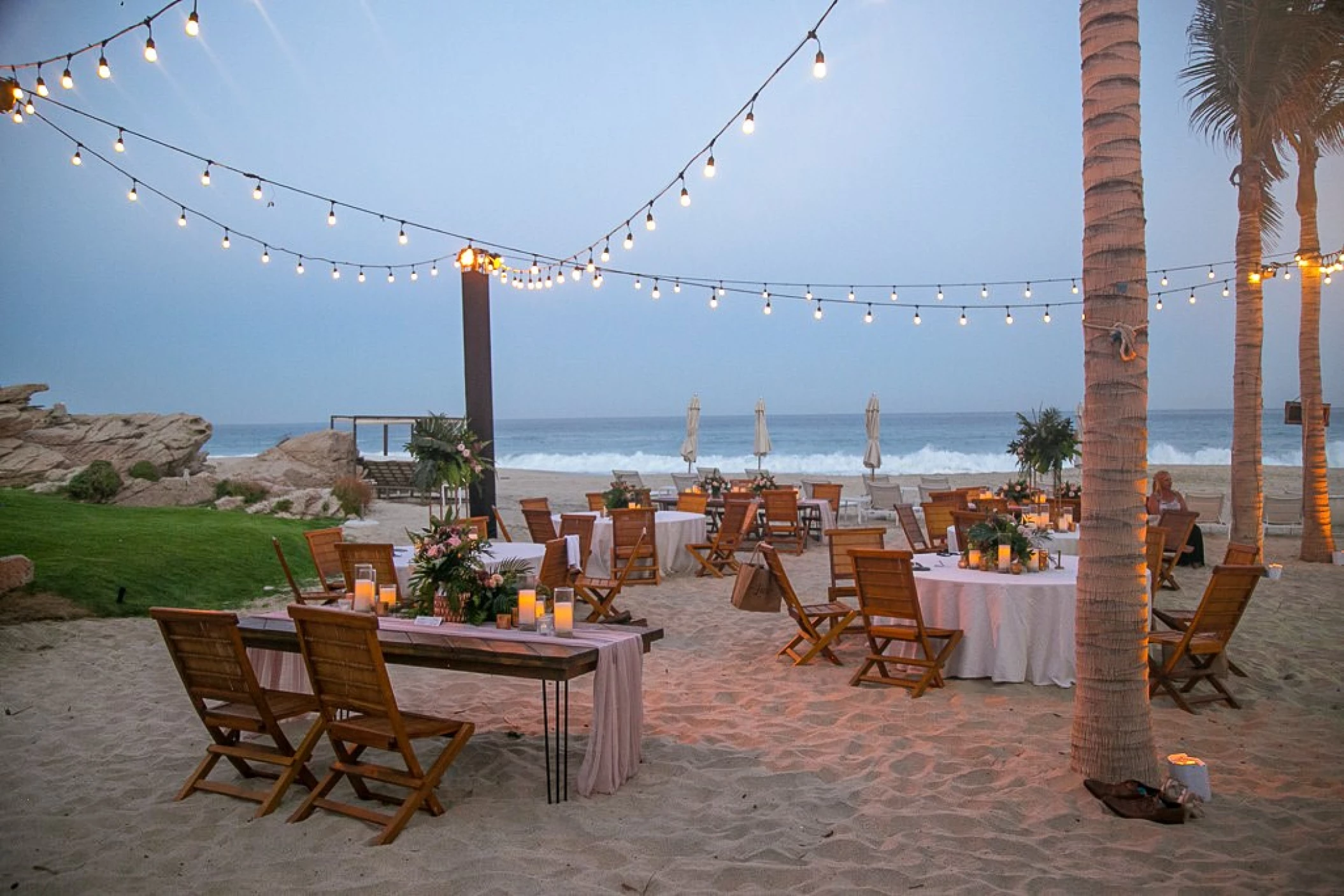 Dinner reception on the beach at Mar del Cabo Resort