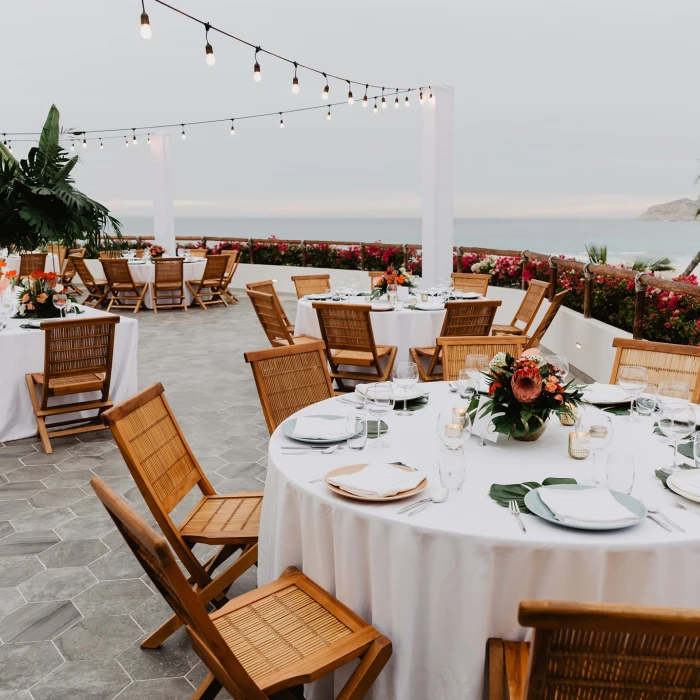 Dinner reception in encanto terrace at Mar del Cabo