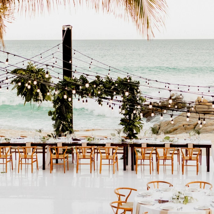 Dinner reception on patio del mar at Mar del Cabo by Velas resort