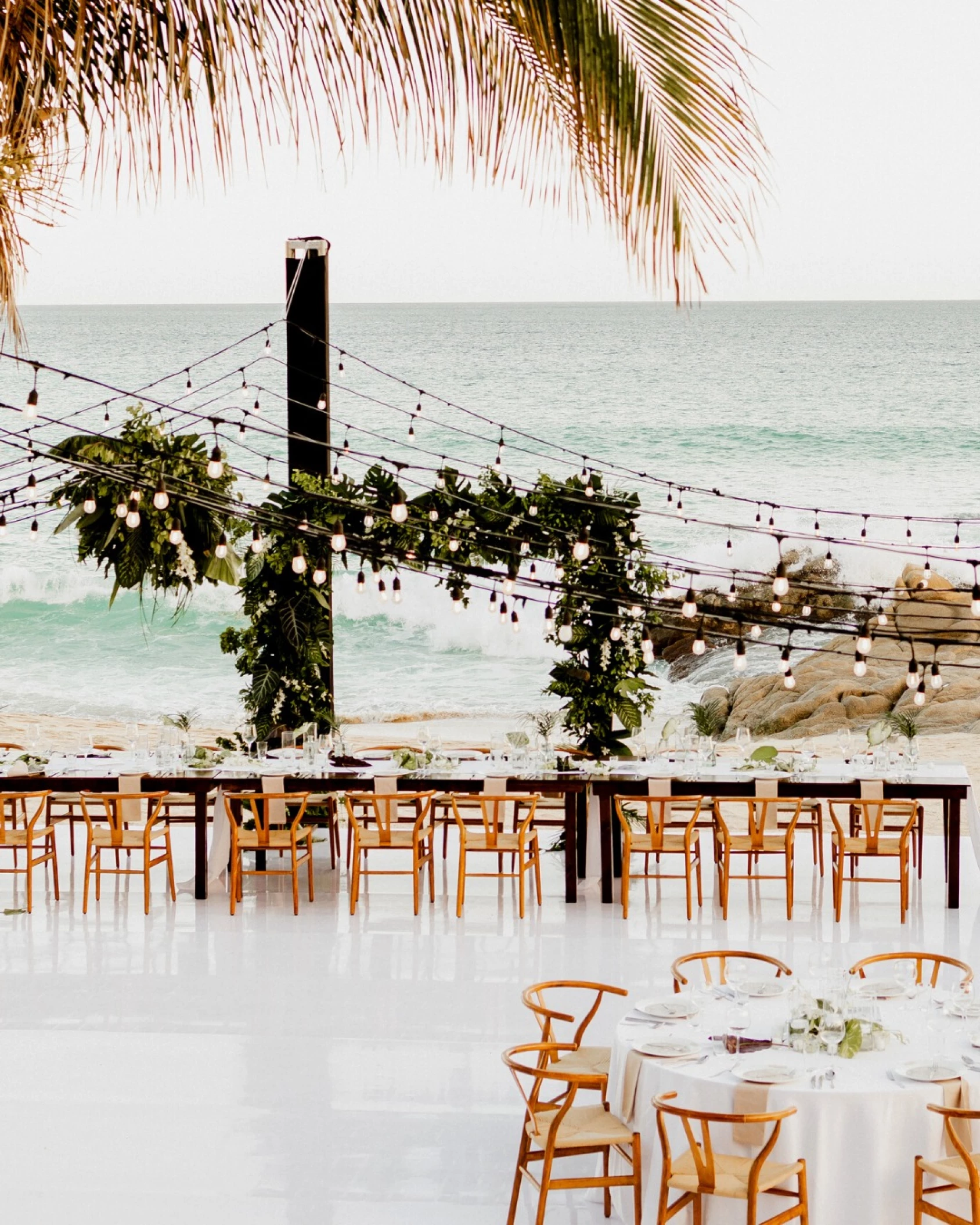 Dinner reception on patio del mar at Mar del Cabo by Velas resort