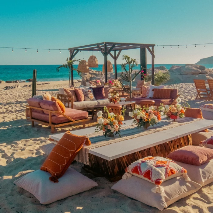 Dinner reception on the beach at Mar Del Cabo