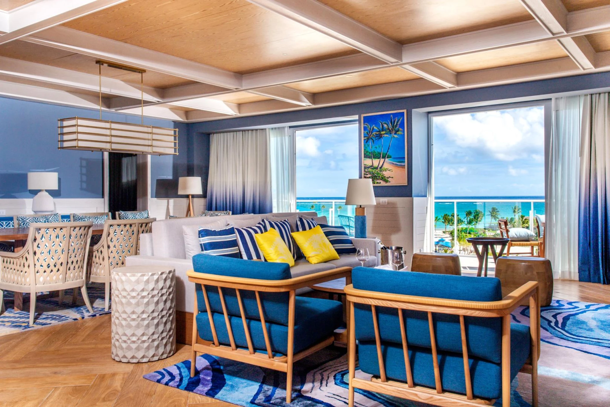 Ocean view suite living room at Margaritaville Island Reserve Cap Cana