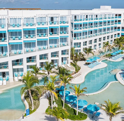 Margaritaville Island Reserve Riviera Maya aerial overview.