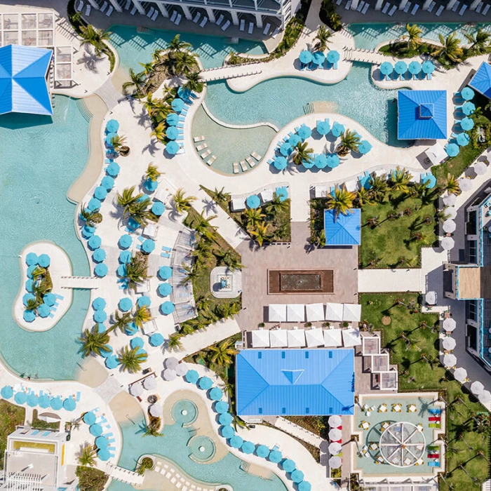 Margaritaville Island Reserve Riviera Maya aerial overview.