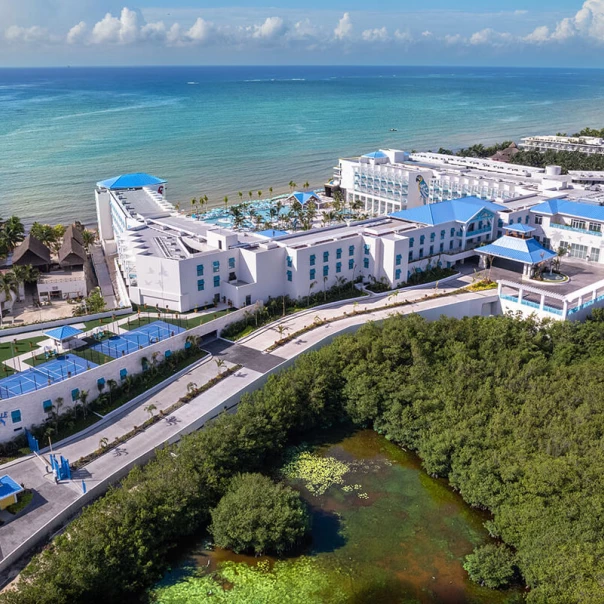 Margaritaville Island Reserve Riviera Maya aerial overview.