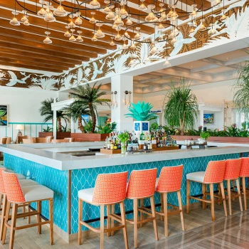 Lounge areas at Margaritaville Island Reserve Riviera Maya.