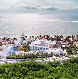 Margaritaville Island Reserve Riviera Cancun aereal overview.