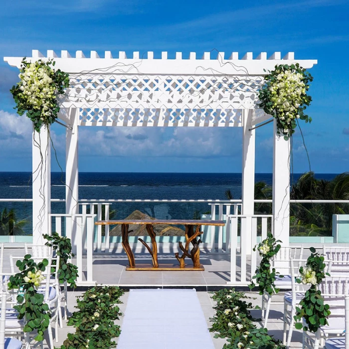 Ceremony decor in Sky wedding at Margaritaville Island Reserve Riviera Cancun