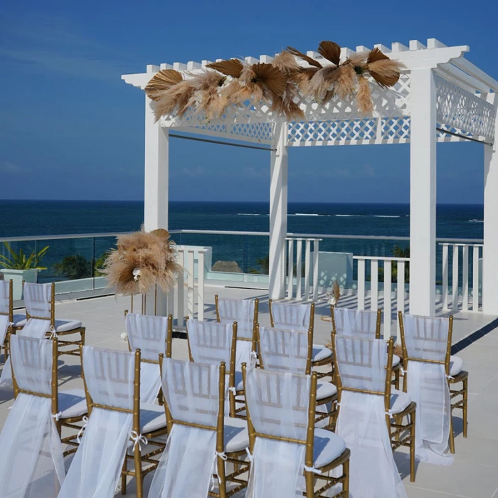 Ceremony decor in Sky wedding at Margaritaville Island Reserve Riviera Cancun