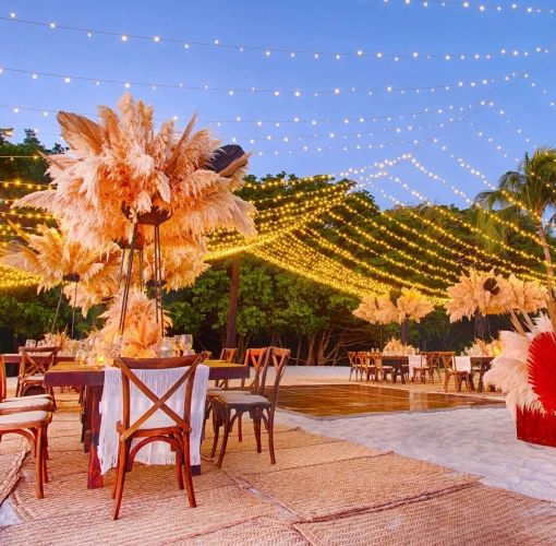 dinner reception on the beach at Marival Armony Luxury Resort & Suites