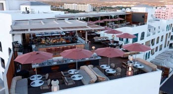 Aerial view of confessions restaurant at ME Cabo