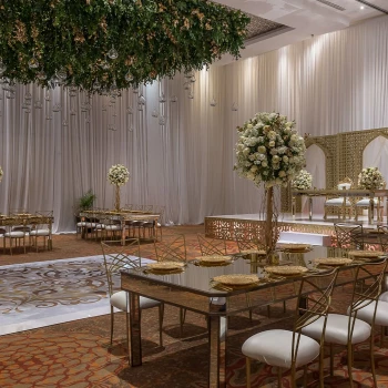 Dinner reception decor in Ballroom at Moon Palace resort Cancun