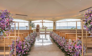 Ceremony decor in the chapel at Moon Palace Resort Cancun