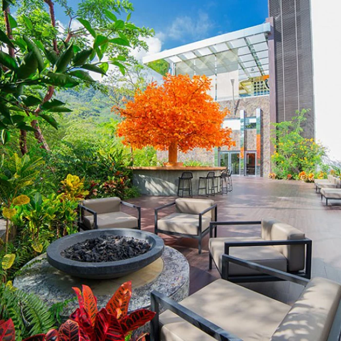 Orange deck at Hotel Mousai Puerto Vallarta.