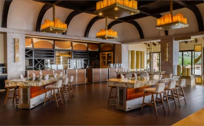 Gastronomy, and coulinary at Hotel Mousai Puerto Vallarta. Blanca Blue restaurant.