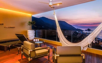 Penthouse balcony view at Hotel Mousai Rooms and Suites.