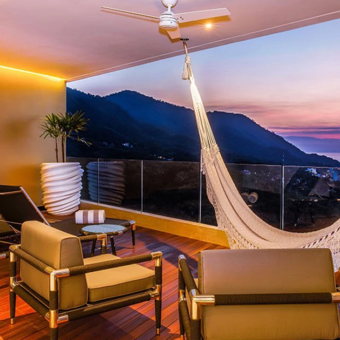 Penthouse balcony view at Hotel Mousai Rooms and Suites.