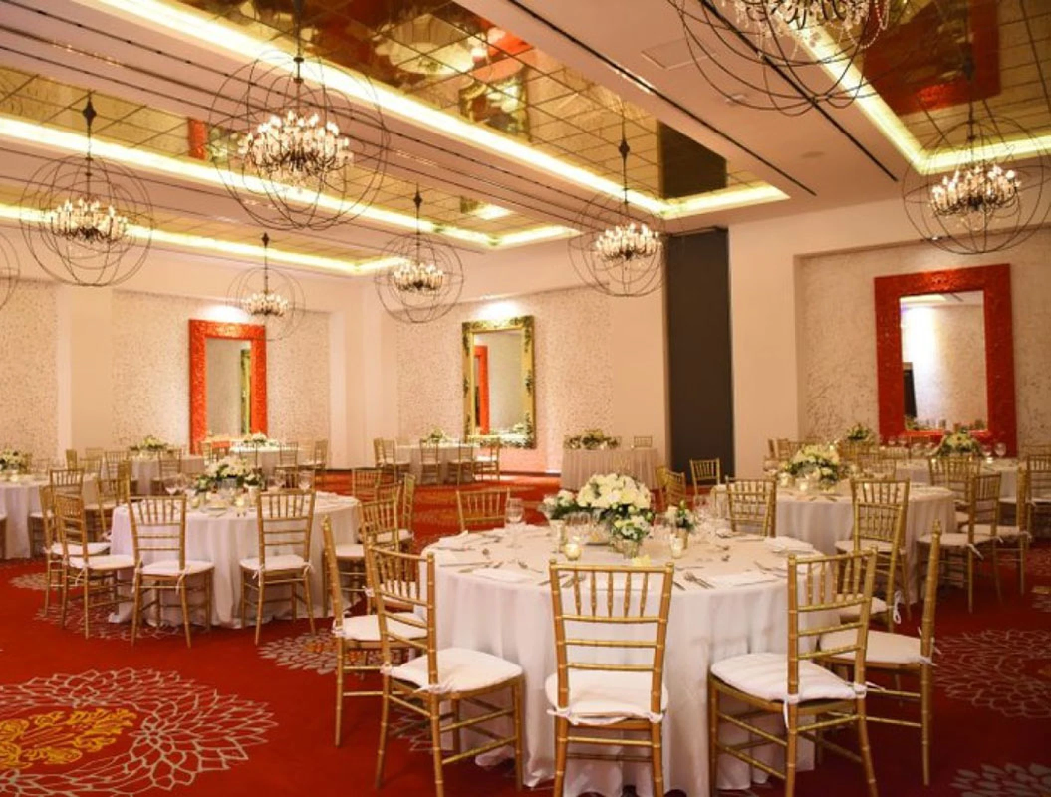 Hotel Mousai Red Room Ballroom Wedding Venue.