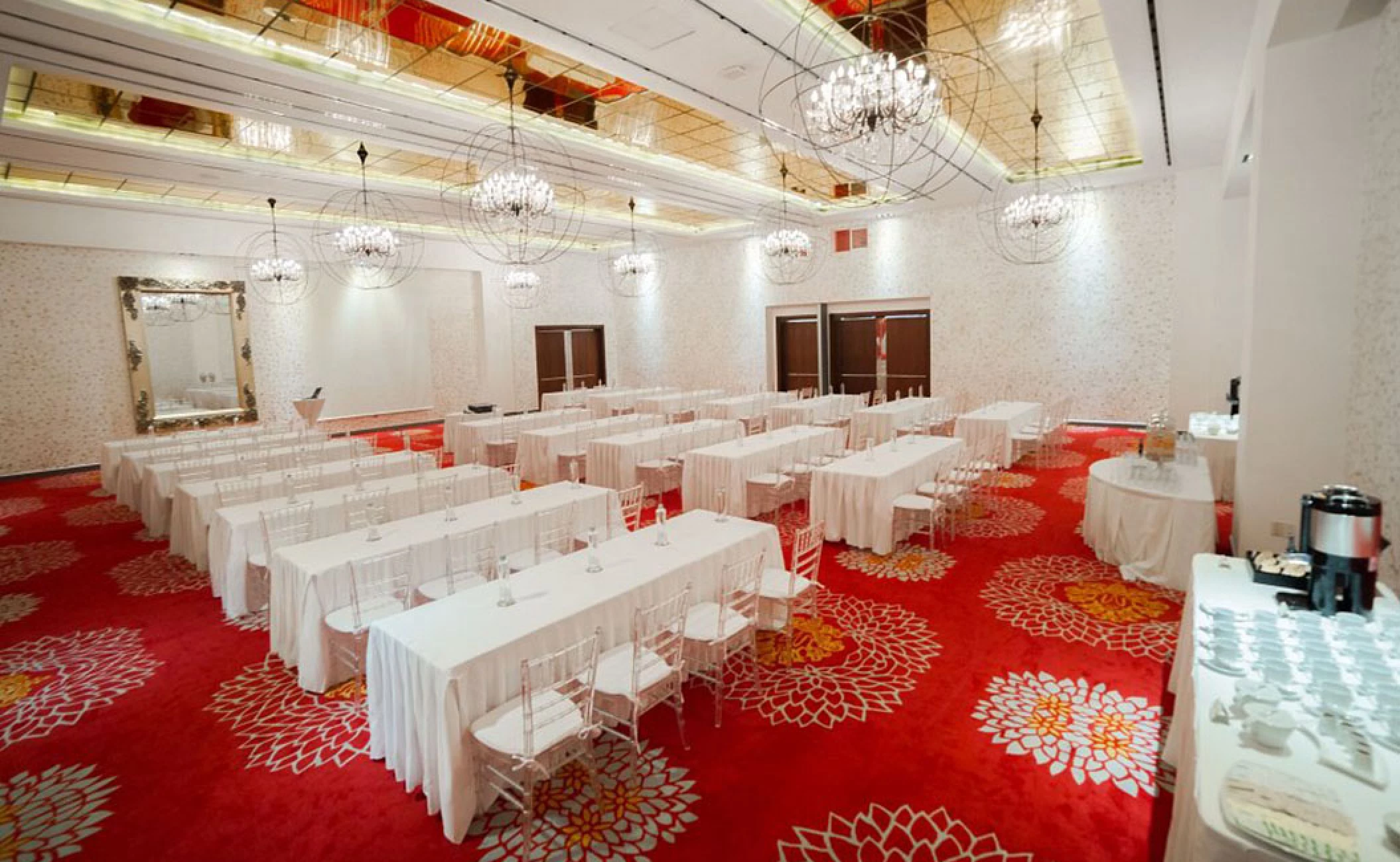 Hotel Mousai Red Room Ballroom Wedding Venue.