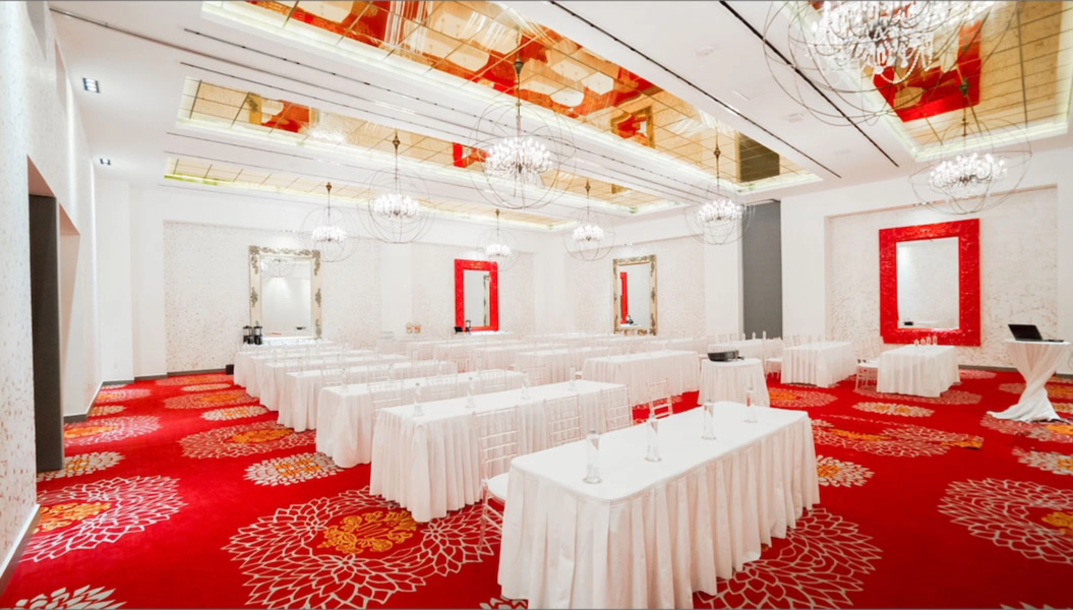 Hotel Mousai Red Room Ballroom Wedding Venue.