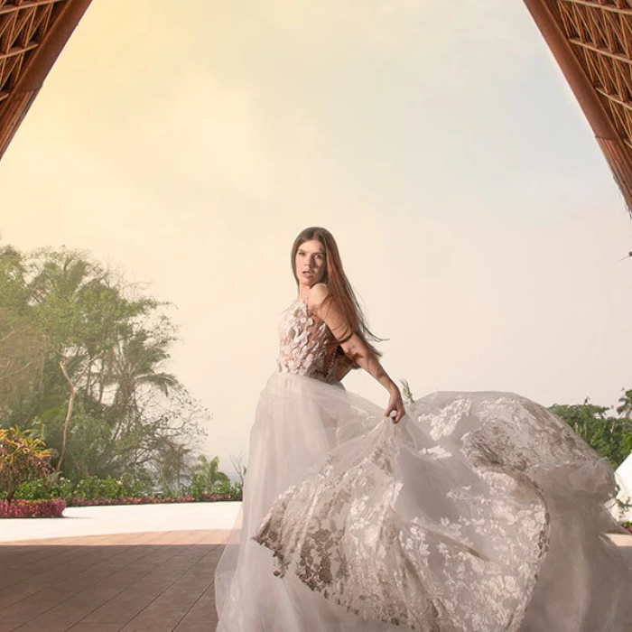 Bride at the Forum in Hotel Mousai Puerto Vallarta.