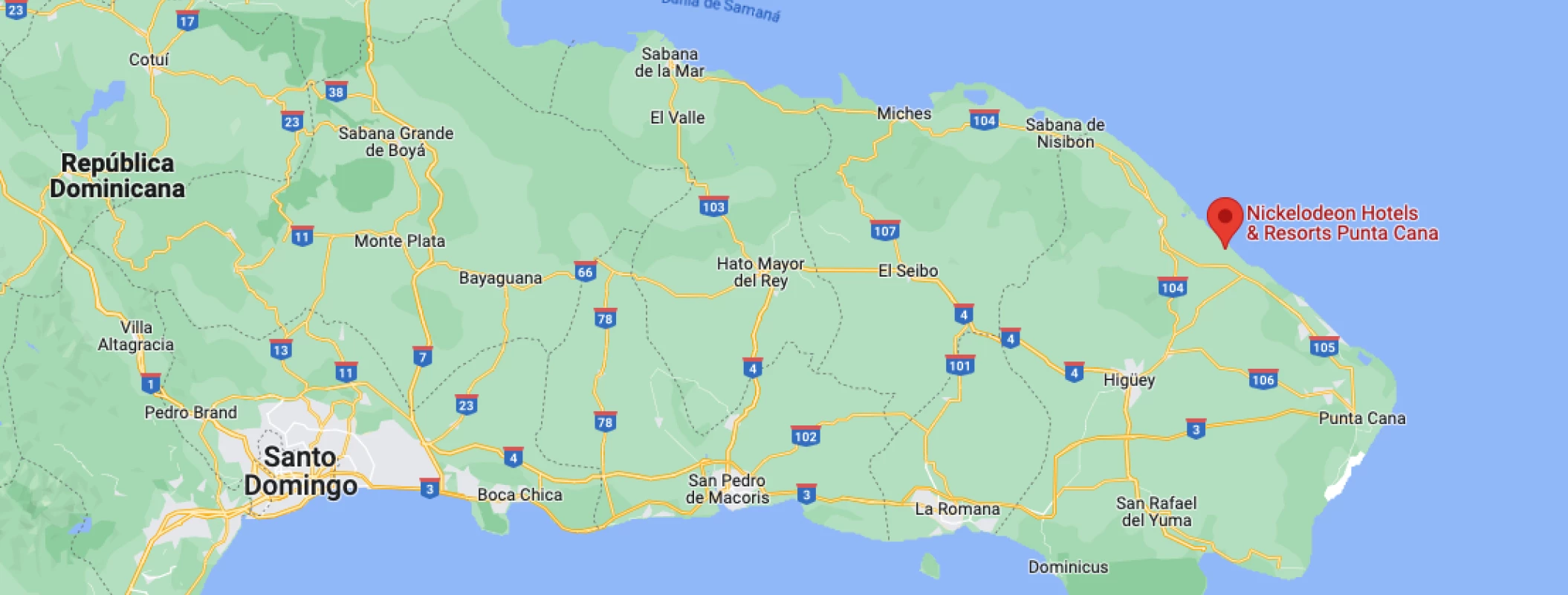 Google maps of Nickelodeon Hotels & Resorts Punta Cana