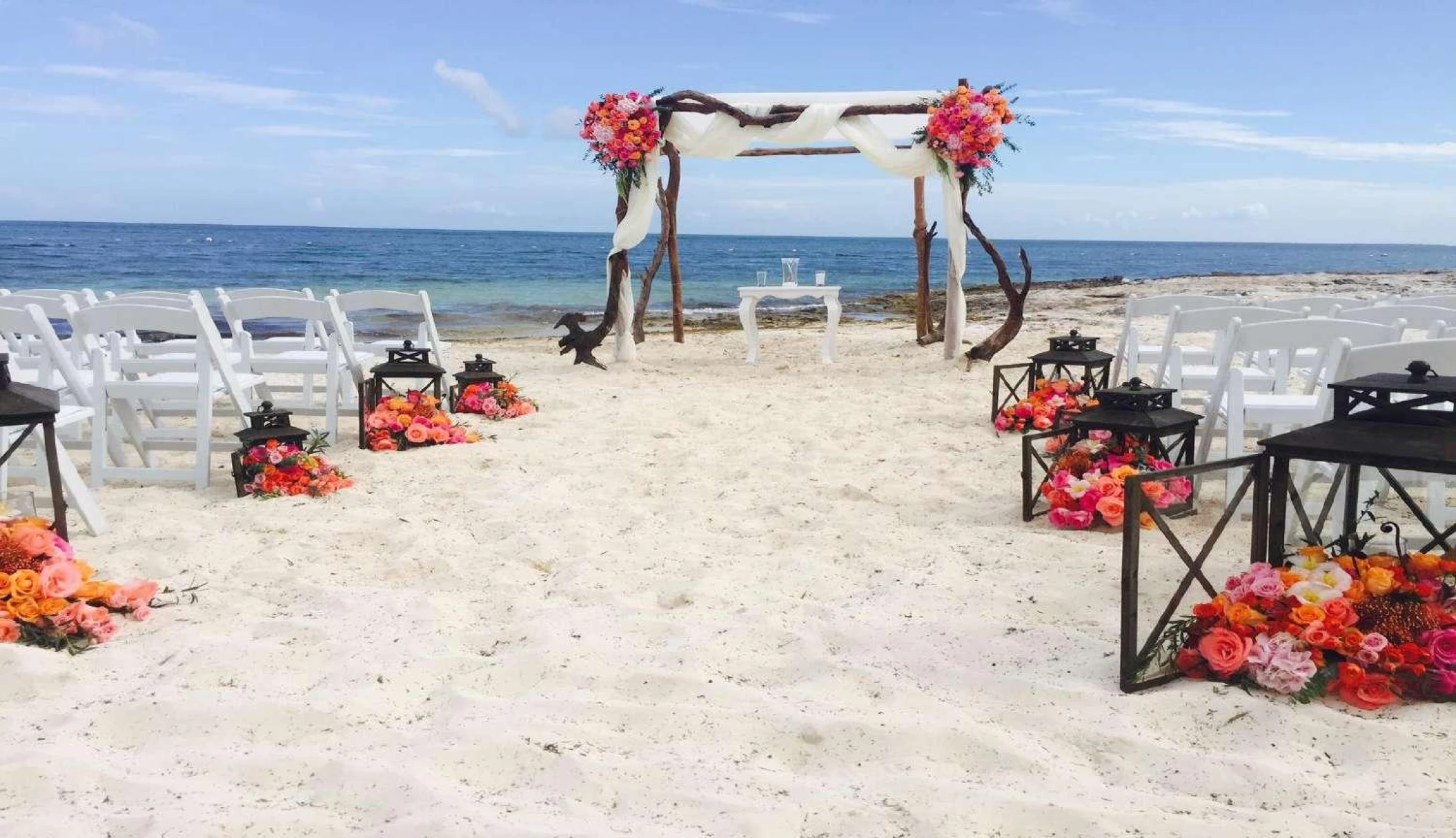 Ceremony decor on Reef beach at Nizuc Resort and Spa