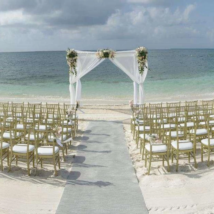 Ceremony decor on Reef beach at Nizuc Resort and Spa