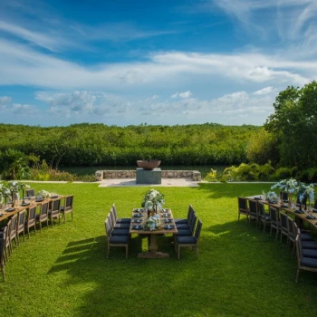 Dinner reception decor on Nizuc Garden at Nizuc Resort and Spa