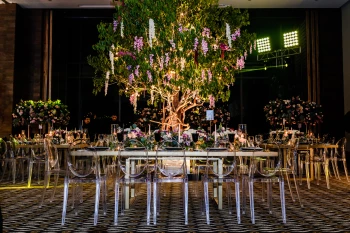 Dinner decor on Sian Kaan Wedding venue at Nizuc Resort an Spa