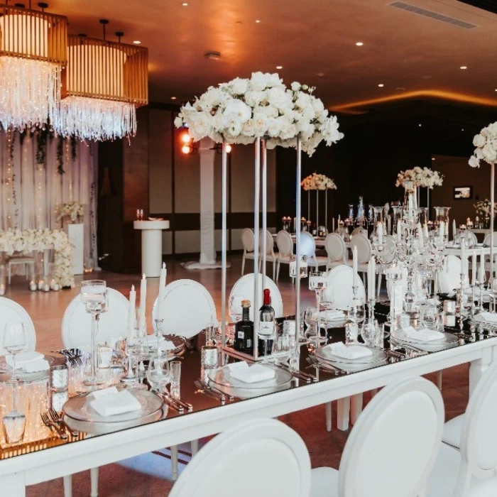 Dinner reception on the ballroom at Nobu Los cabos