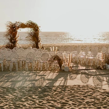 Ceremony decor on the beach at Nobu Hotel Los Cabos