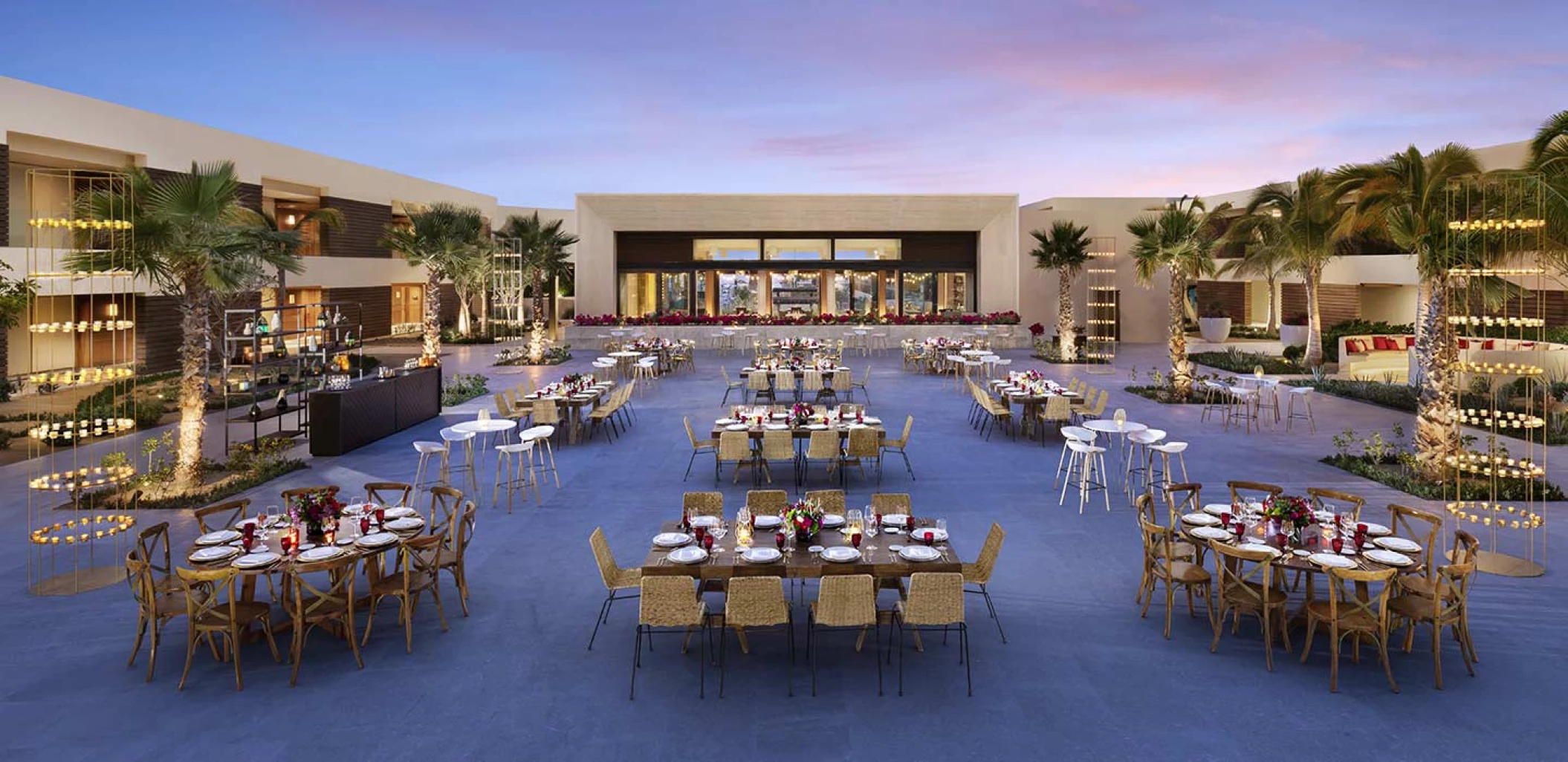 Dinner reception on shiawase terrace at Nobu Hotel Los Cabos