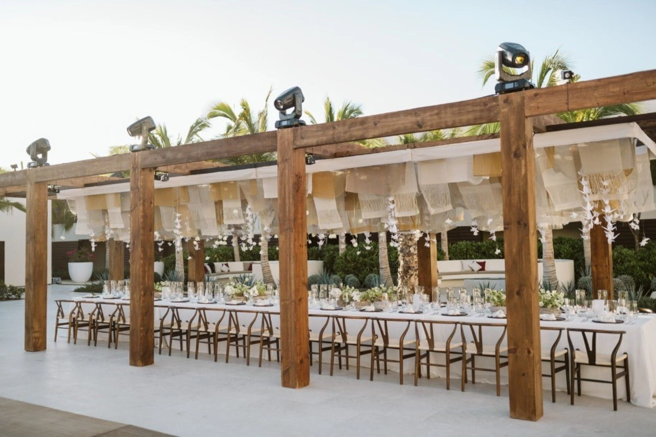 Dinner reception on the yakusoku garden at Nobu Los Cabos