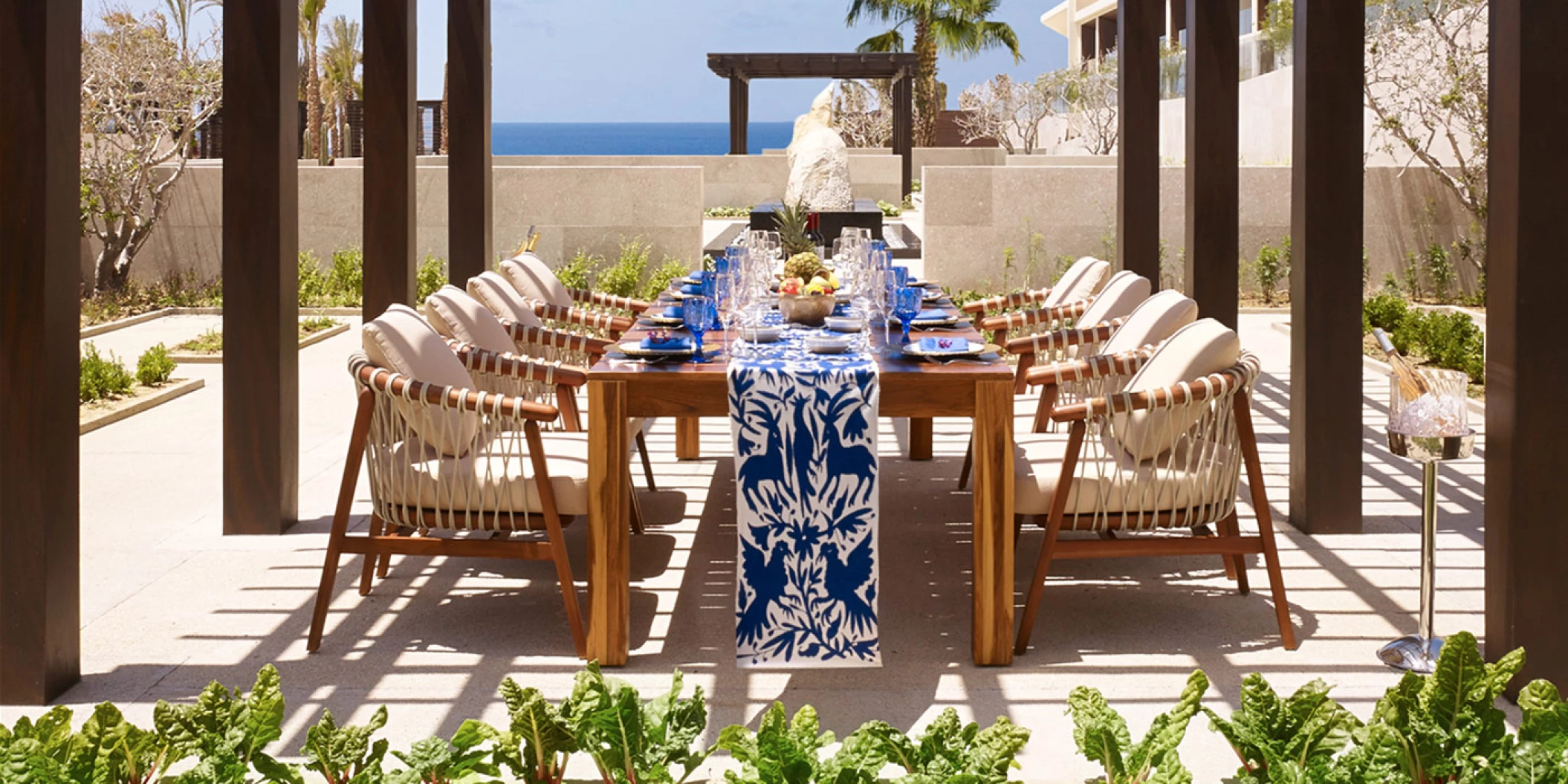 Dinner reception on yakusoku garden at nobu los cabos