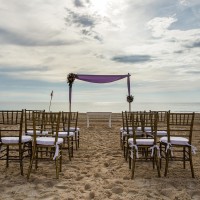 Ceremony decor on the beach wedding venue at Now Emerald Cancun