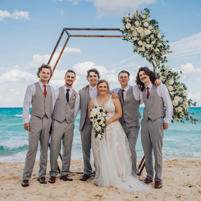 Ceremony couple on the beach wedding venue at Now Emerald cancun