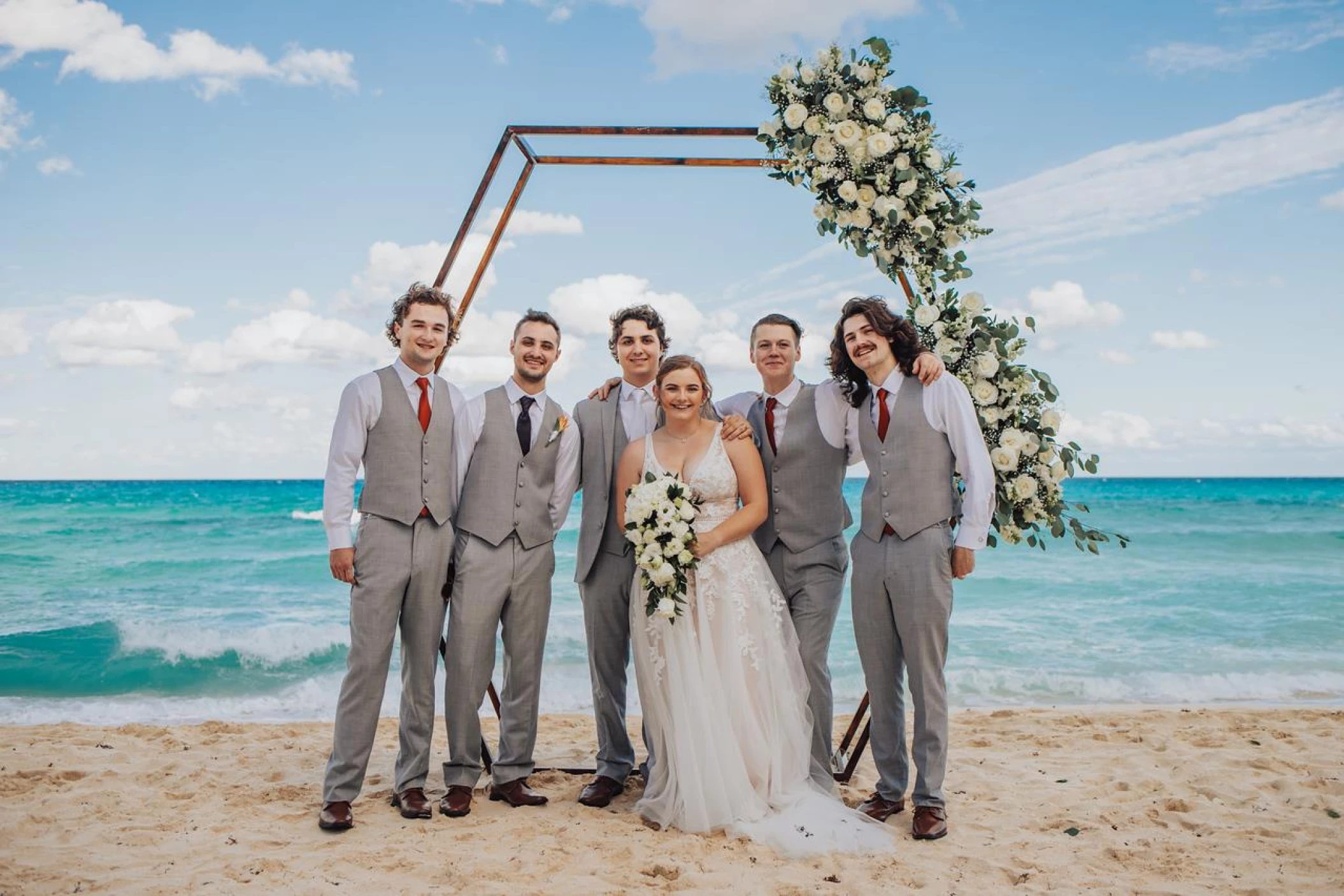 Ceremony couple on the beach wedding venue at Now Emerald cancun