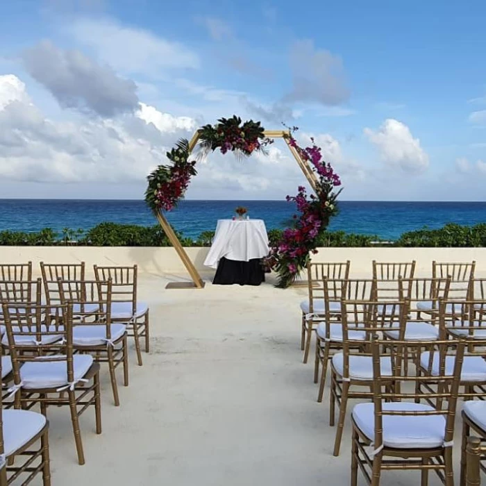 Ceremony decor on the Endless Terrace at Now Emerald Cancun