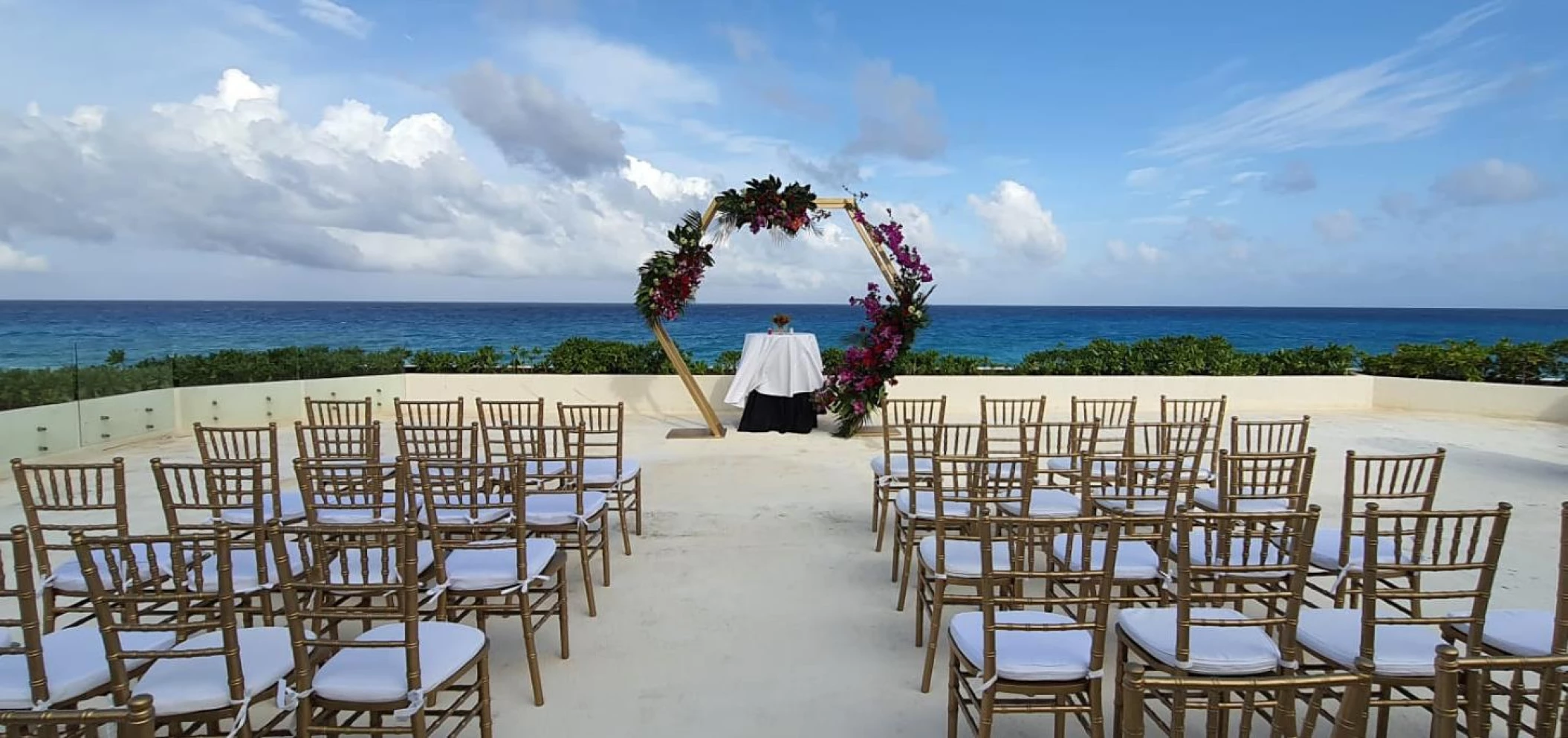 Ceremony decor on the Endless Terrace at Now Emerald Cancun