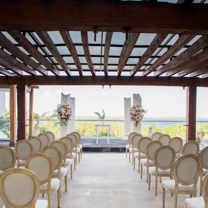 Ceremony decor on the sunset terrace at Now Emerald Cancun