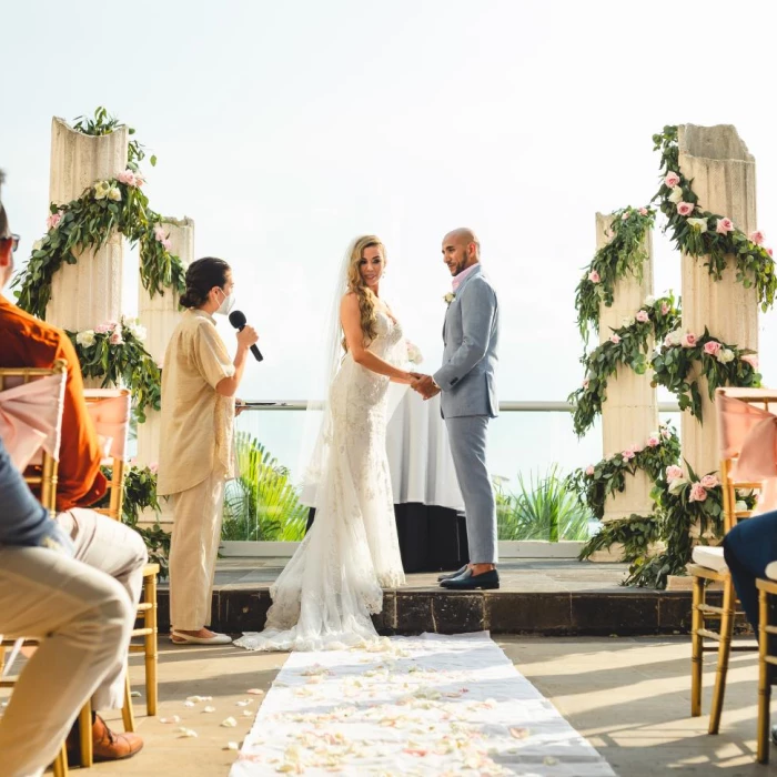 Ceremony on the sunset terrace at Now Emerald Cancun