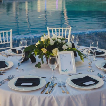 Dinner reception on the sunset pool at Now Emerald Cancun