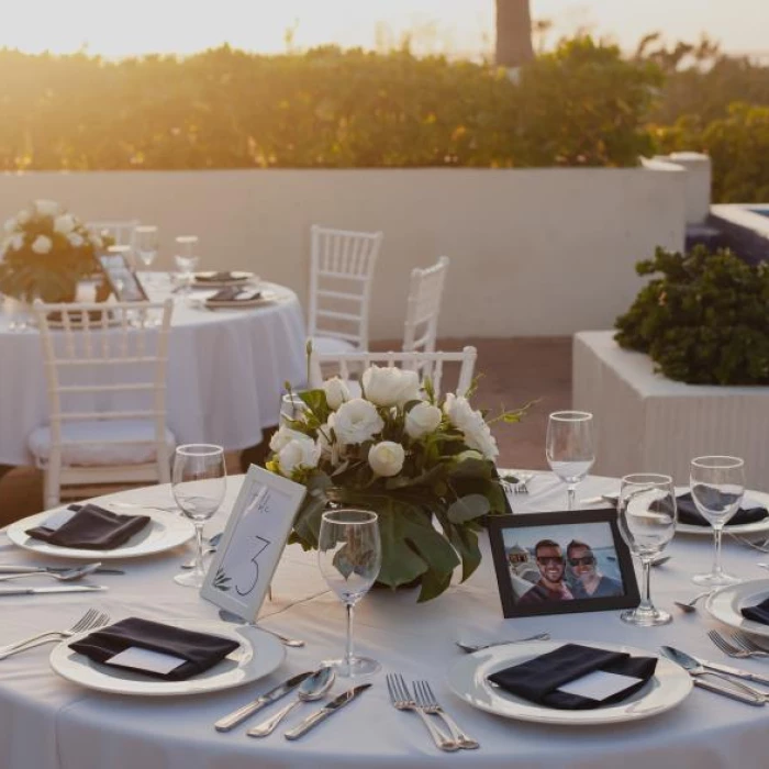 Dinner reception on the sunset pool at Now Emerald Cancun