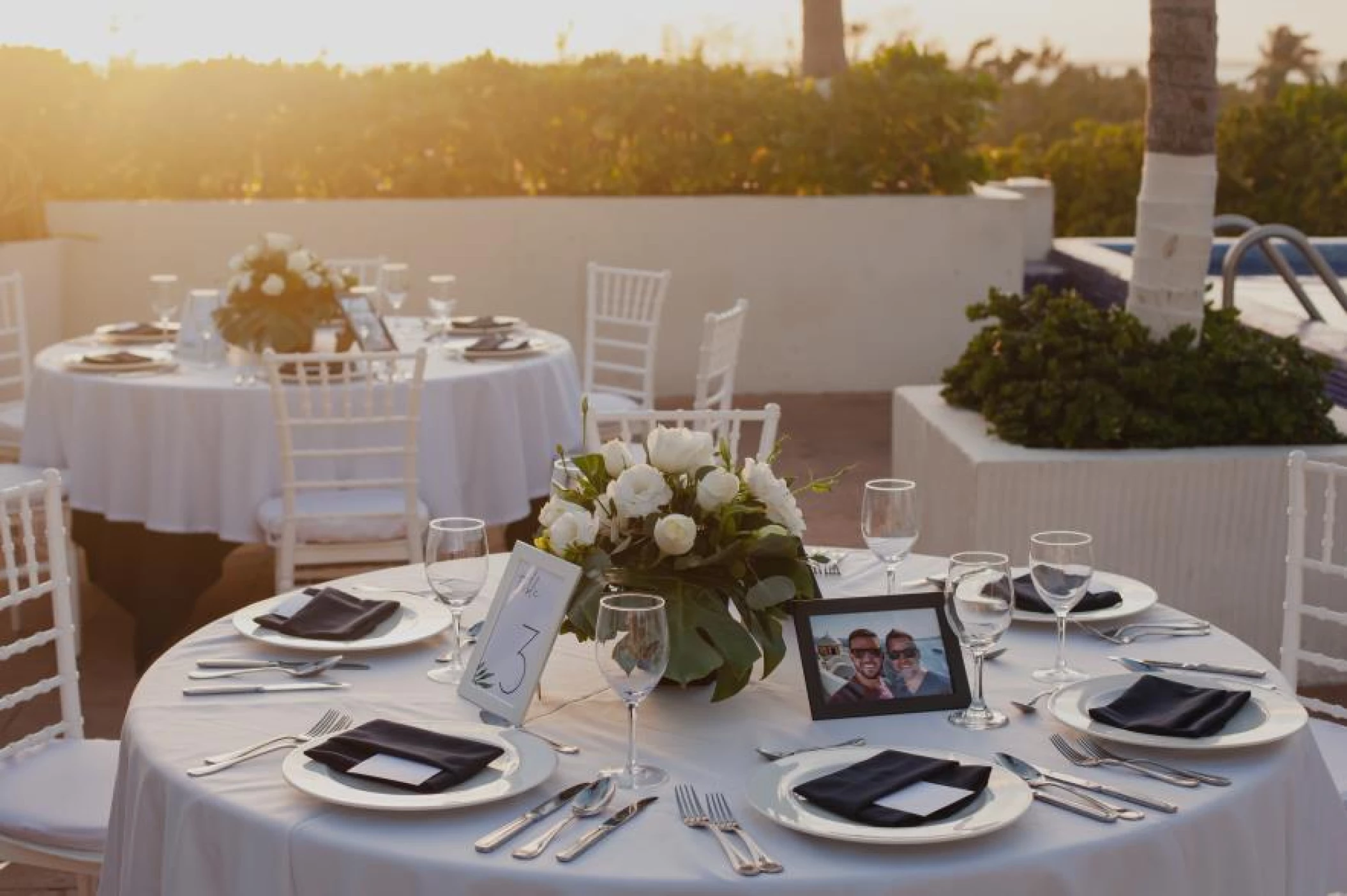 Dinner reception on the sunset pool at Now Emerald Cancun