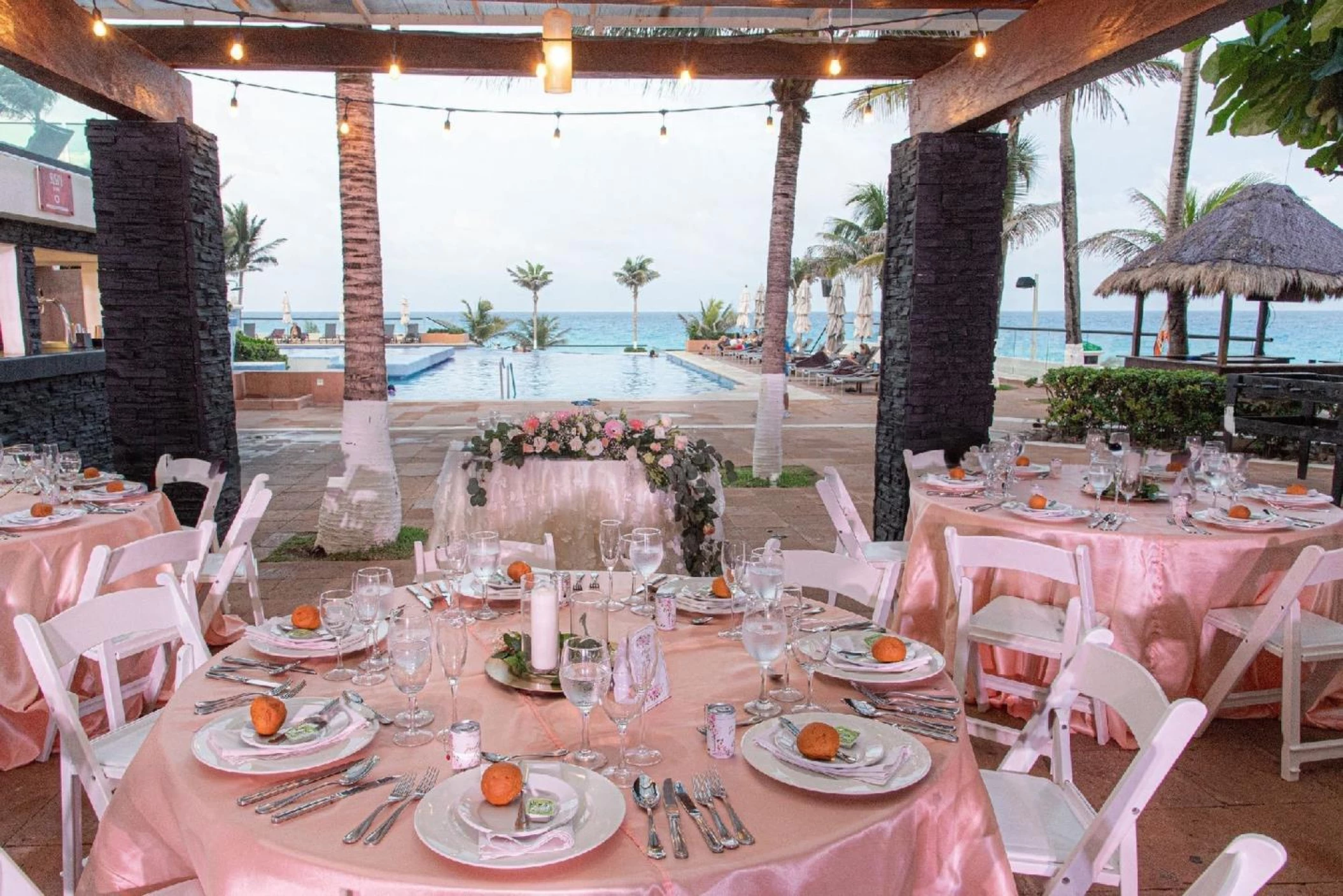 Dinner reception on the sushi terrace at Now Emerald Cancun